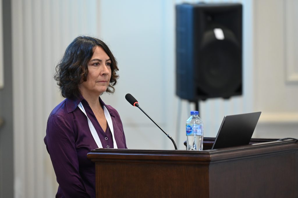 Julie LaPalme at a podium